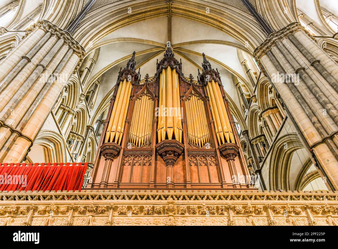 Lincoln Cathedral Orgel Stockfoto