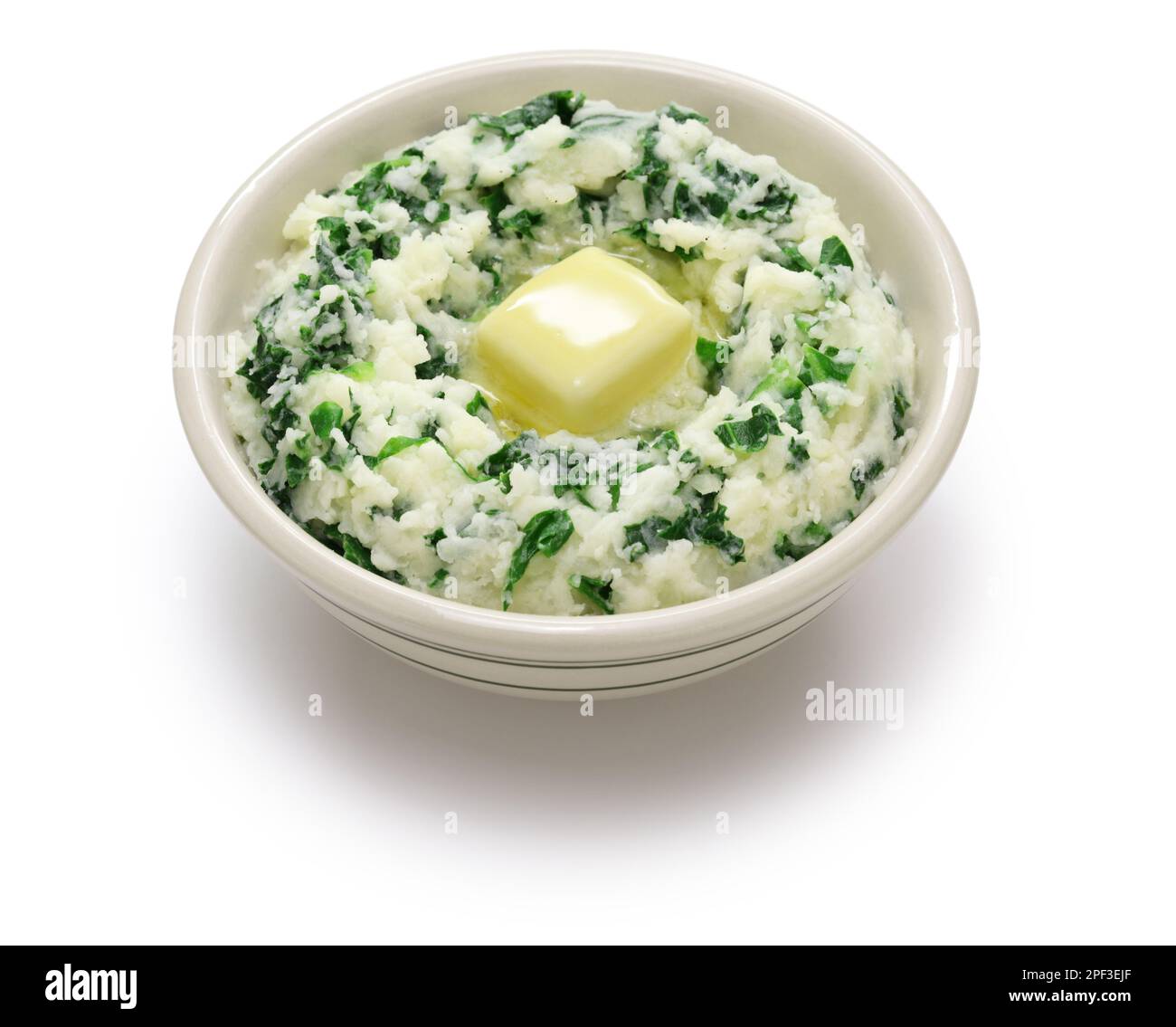 Colcannon, irisches Kartoffelpüree, grünes Speisenrezept für St. patrick's Day Stockfoto