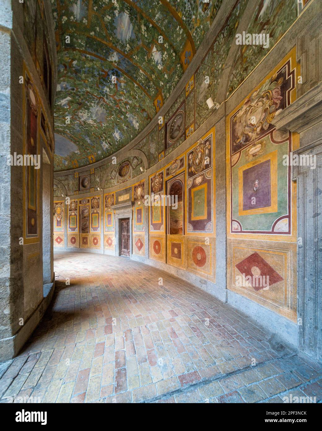 Herrlicher Tresorraum mit Fresken im Farnese Palast in Caprarola, Provinz Viterbo, Latium, Italien. März 02-2020 Stockfoto Herrlicher Tresorraum mit Fresken im Farnese Palast in Caprarola, Provinz Viterbo, Latium, Italien. März 02-2020 Stockfoto