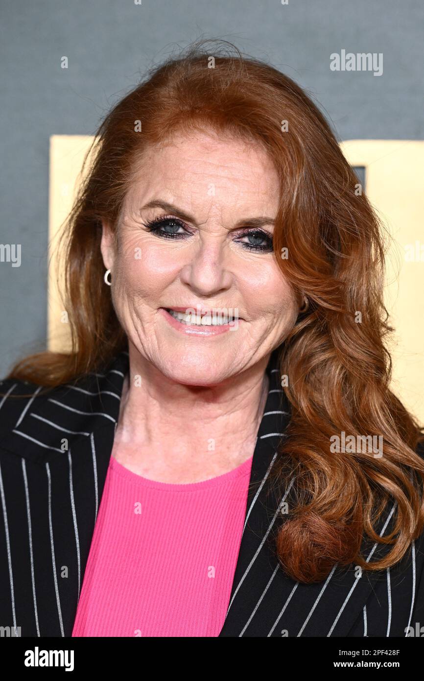 London, Großbritannien. 16. März 2023. Sarah Ferguson, Herzogin von York bei der Premiere von Marlowe, im Vue Cinema in Leicester Square, London. Foto: Donnerstag, 16. März 2023. Der Bildausdruck sollte lauten: Credits: Matt Crossick/Alamy Live News Stockfoto