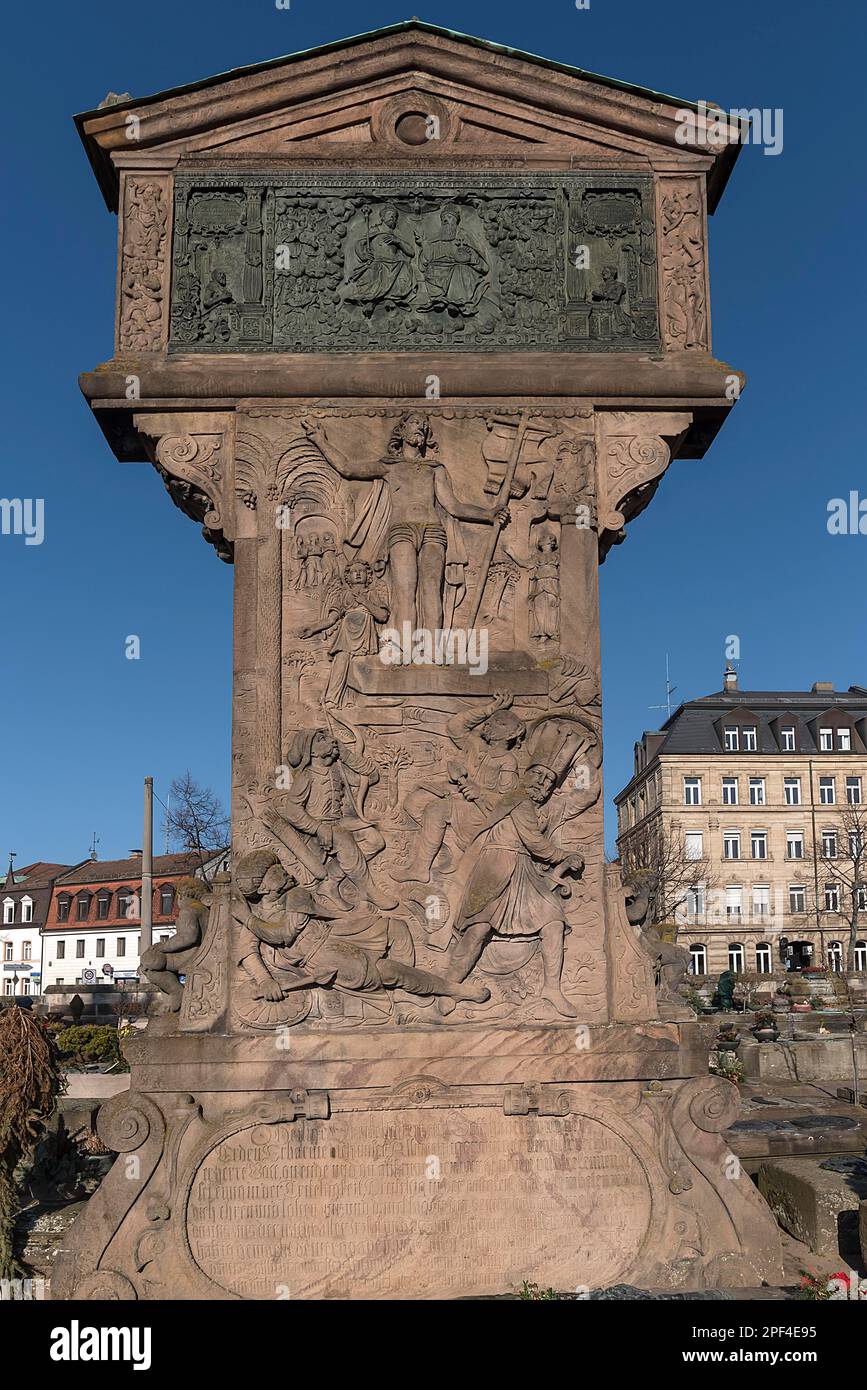 Stele von Wolfgang Muentzer, wohlhabender Nürnberger Bürger, 1524-1577, auf dem Johannis Friedhof, Nürnberg, Mittelfrankreich, Bayern, Deutschland Stockfoto
