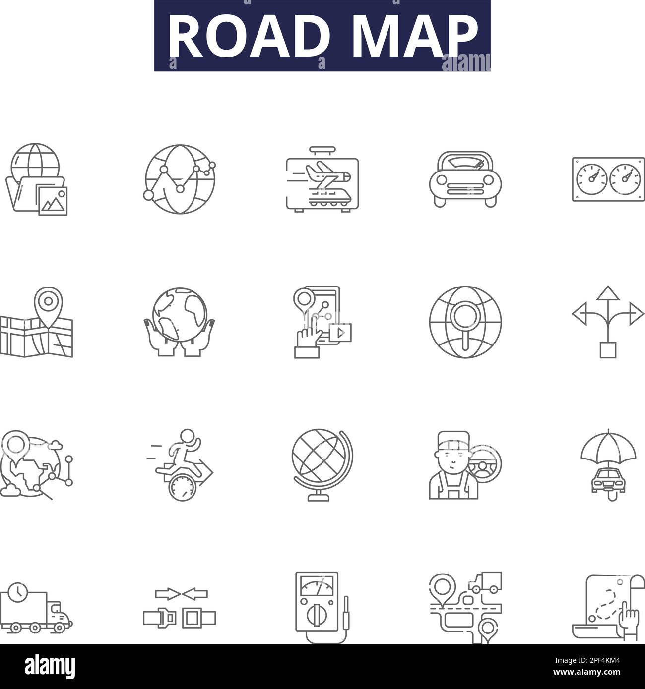 Vektorsymbole und -Schilder für Straßenkarten. Route, Trail, Way, Guideway, Karte, Routenplan, Plan, Reise Übersicht Vektorbildungs-Set Stock Vektor