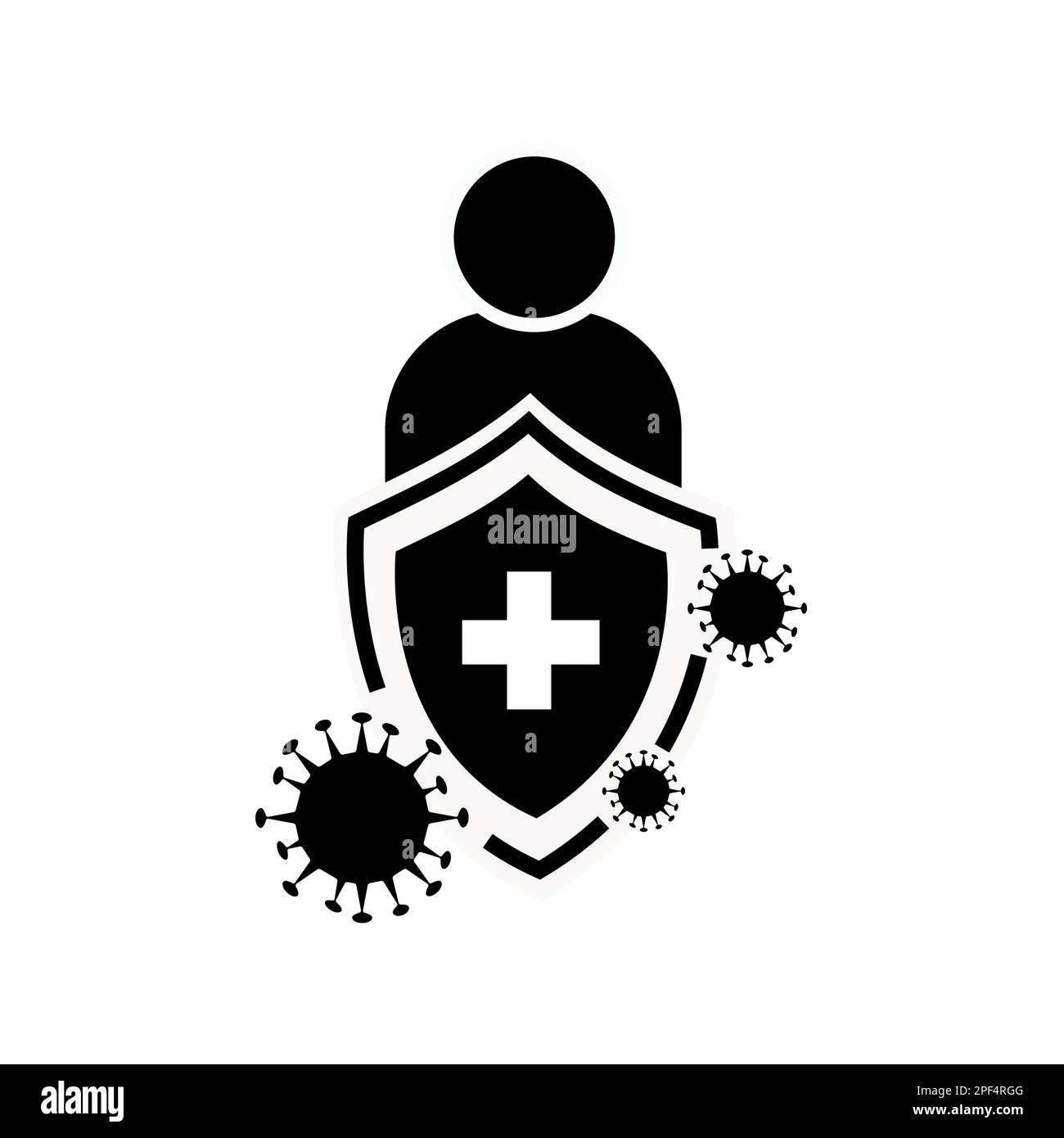 Anti-Virus-Schild-Symbol isoliert von flachem Design. Symbol für Impfschutz vor Virus Stock Vektor