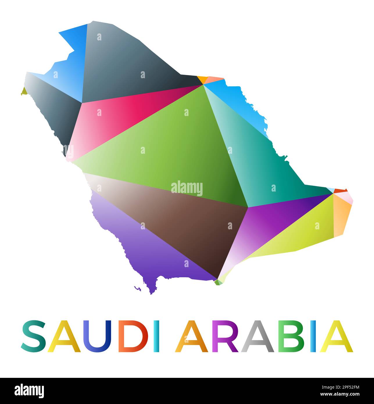 Helle Saudi-arabische Form. Mehrfarbiges, geometrisches Länderlogo. Modernes, trendiges Design. Klassische Vektordarstellung. Stock Vektor