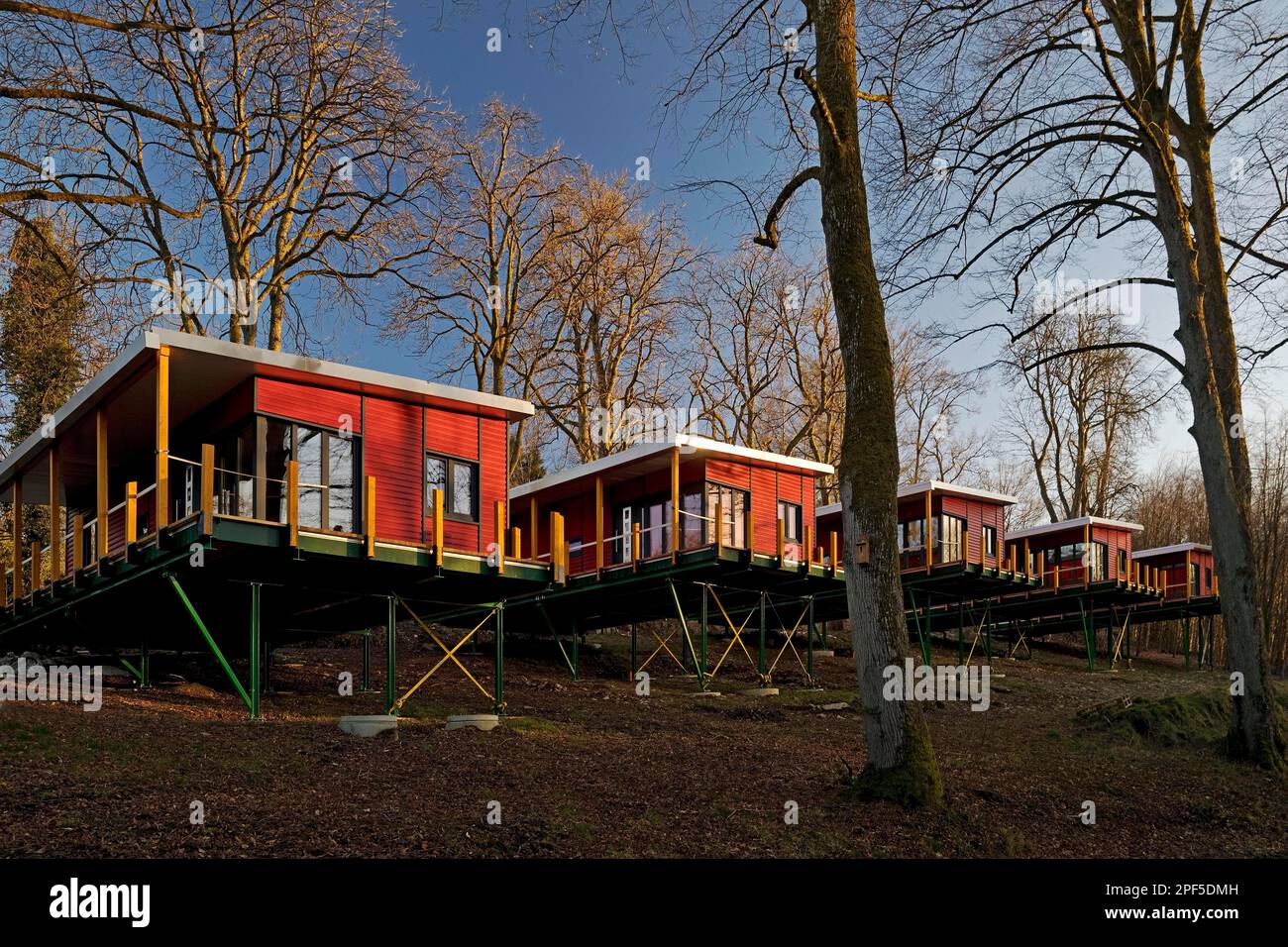Tiny House Settlement, Schalksmuehle, Sauerland, Nordrhein-Westfalen, Deutschland Stockfoto