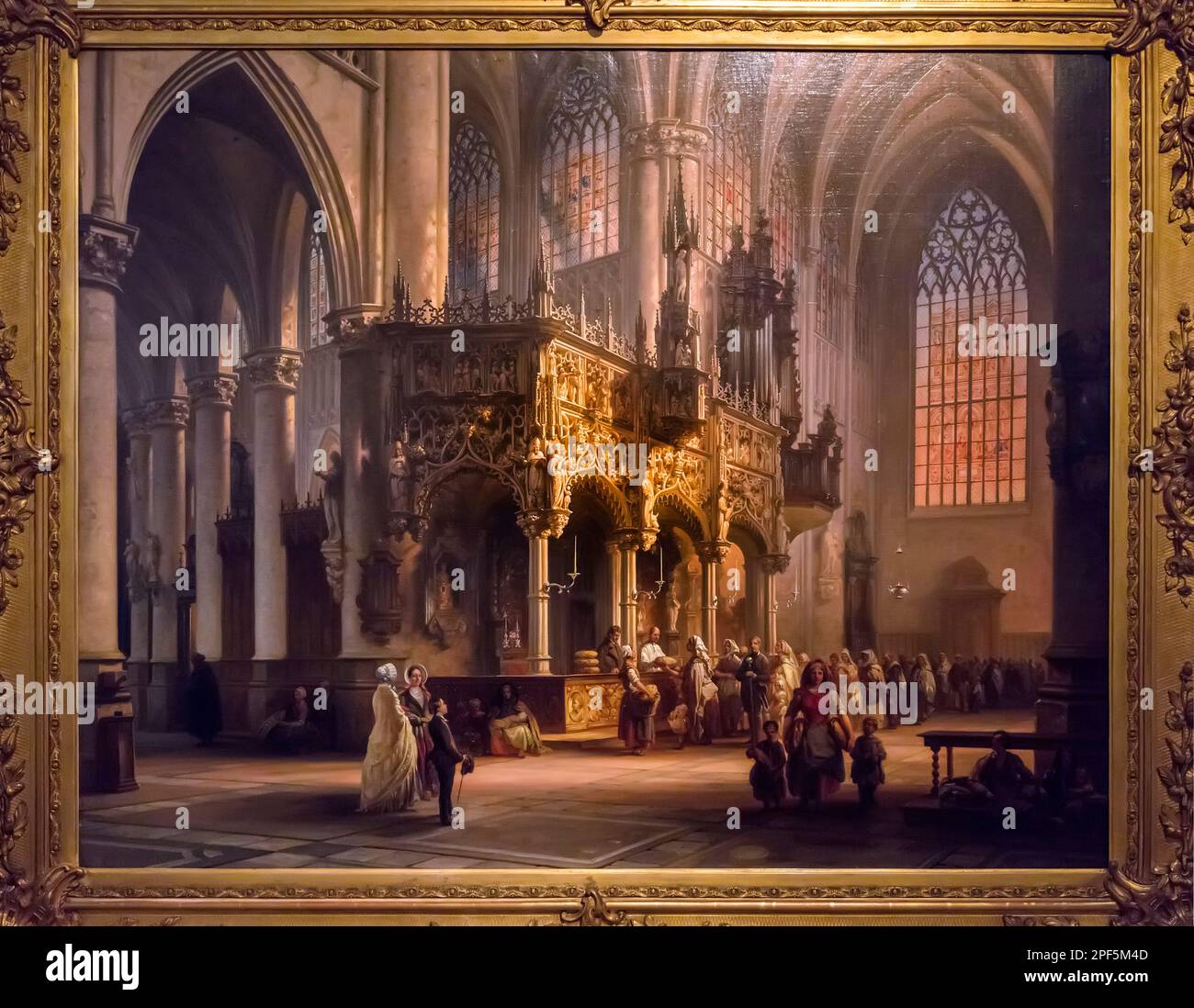 Die Heilige Kommunion im Inneren der Kirche St. Gummarus in Lier, Belgien (1851) Gemälde von Jules Victor Genisson 1805 - 1860 Stockfoto