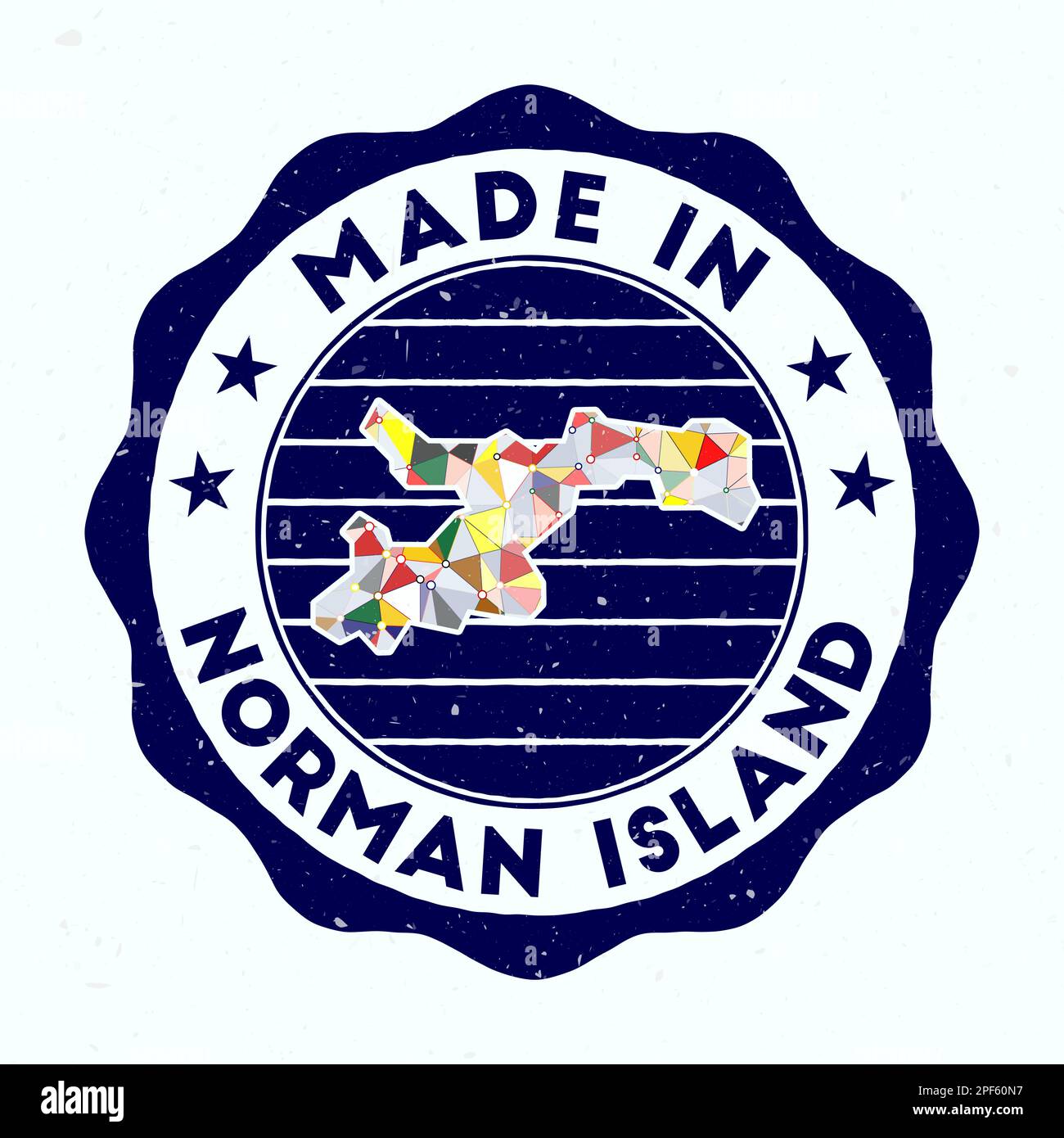Hergestellt auf Norman Island. Runder Inselstempel. Siegel von Norman Island mit Randform. Vintage-Abzeichen mit kreisförmigem Text und Sternen. Vektorabbildung. Stock Vektor