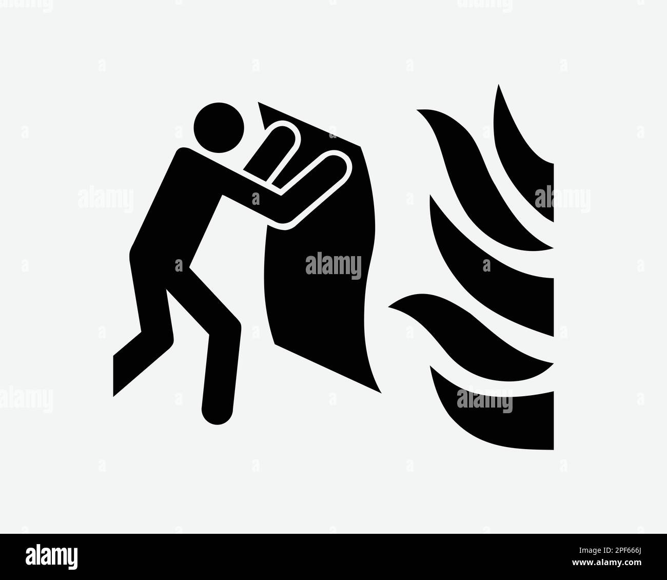 Feuerlöschgerät Person, Die Flammen Auslöst Schwarz Weiß Silhouette Symbol Symbol Clipart Grafik Bildmaterial Piktogramm Illustration Vektor Stock Vektor