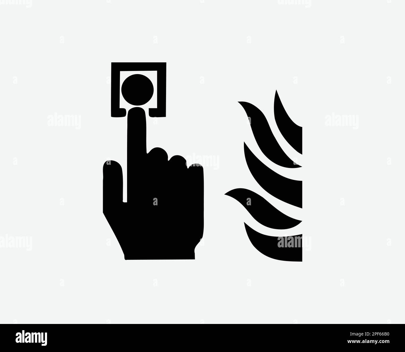 Feueralarm-Taste Drücken Sie Den Notruf Hilfe Schwarzweiß Silhouette Zeichen Symbol Clipart Grafik Bildmaterial Piktogramm Illustration Vektor Stock Vektor