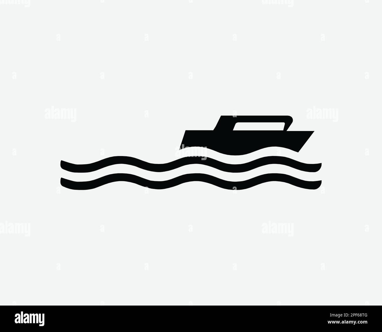 Schnellboot-Symbol Motorboot-Geschwindigkeit Motorboot Schiff Yachtvektor Schwarzweiß Silhouettensymbol Schild Grafik Clipart Artwork Illustration Piktogramm Stock Vektor