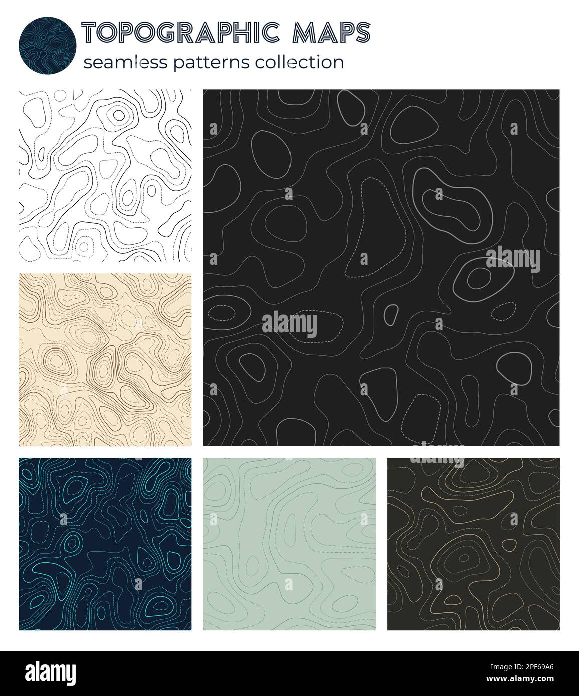 Topografische Karten. Authentische isolierte Muster, nahtloses Design. Trendiger Fliesenhintergrund. Vektordarstellung. Stock Vektor