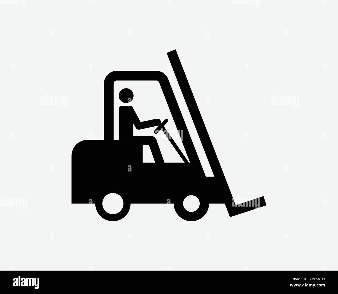 Gabelstaplersymbol Gabelstapler Lieferwagen Lader Lkw-Hebebühne Schwarz Weiß Silhouettensymbol Schild Grafik Clipart Artwork Piktogrammvektor Stock Vektor