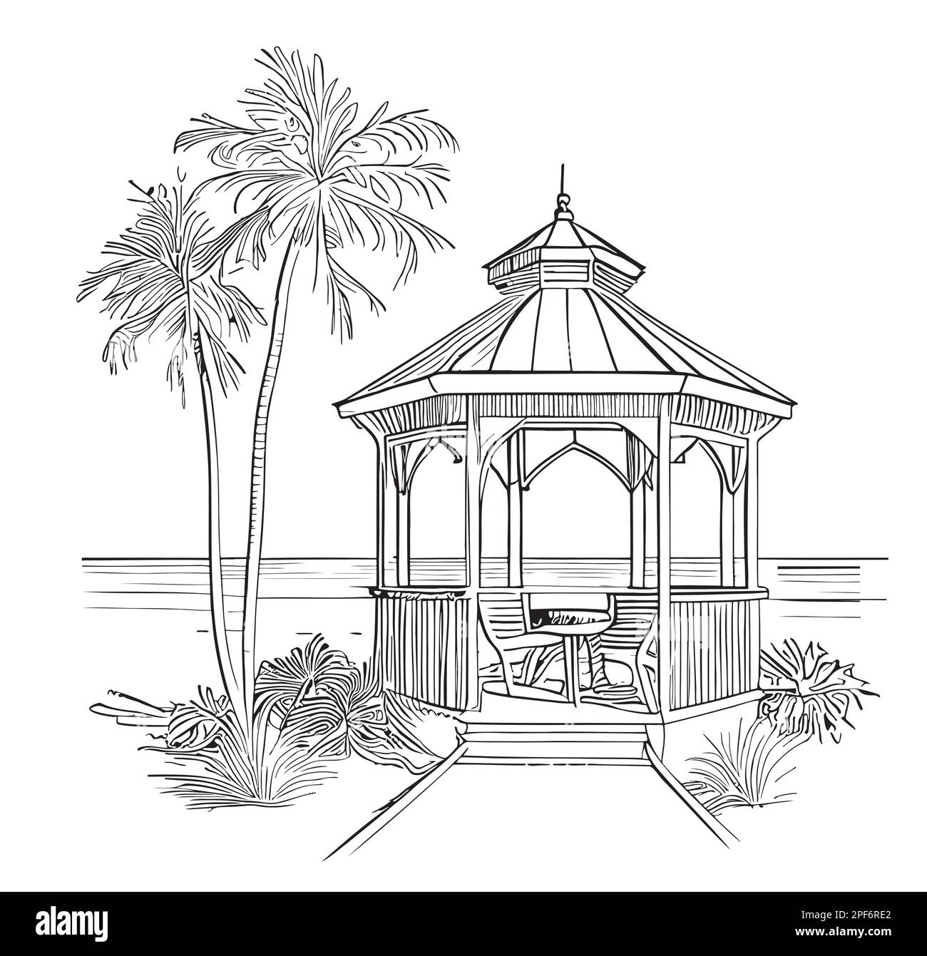 Biset auf dem Meeresstrand, handgezeichnet im Doodle-Stil Vector Illustration SEA Beach Stock Vektor