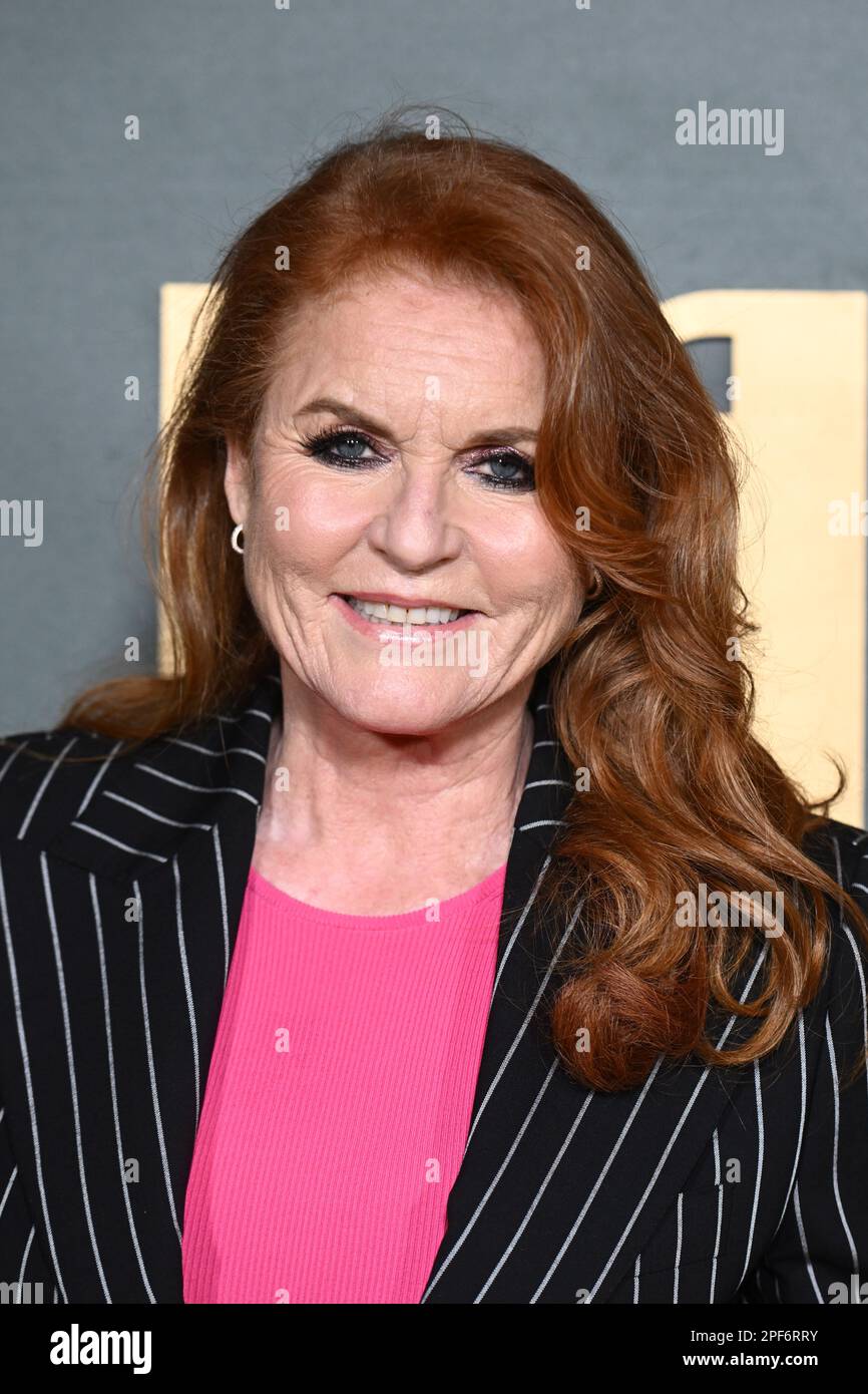 London, Großbritannien. 16. März 2023. Sarah Ferguson, Herzogin von York bei der Premiere von Marlowe, im Vue Cinema in Leicester Square, London. Foto: Donnerstag, 16. März 2023. Der Bildausdruck sollte lauten: Credits: Matt Crossick/Alamy Live News Stockfoto