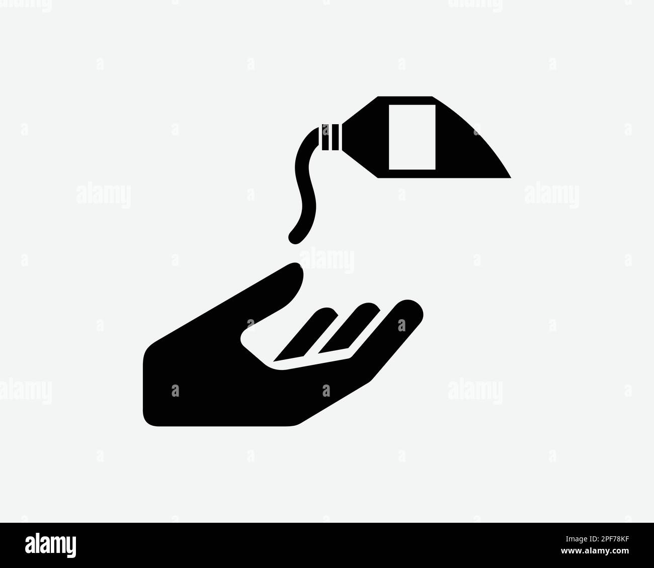 Tragen Sie Handcreme Feuchtigkeitscreme-Lotion Balsam Gel Pressen Schwarz Weiß Silhouettensymbol Symbol Zeichen Grafik Clipart Artwork Piktogrammvektor Auf Stock Vektor