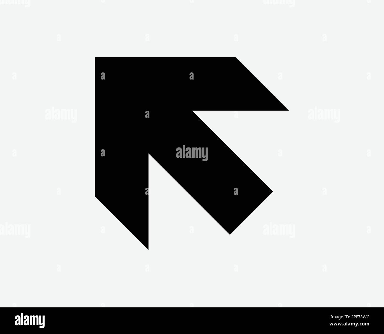 Pfeil Oben Links Zeigt Richtung Navigation Schwarzweiß Silhouettenzeichen Symbol Vektor Grafik Clipart Illustration Bildmaterial Piktogramm Stock Vektor