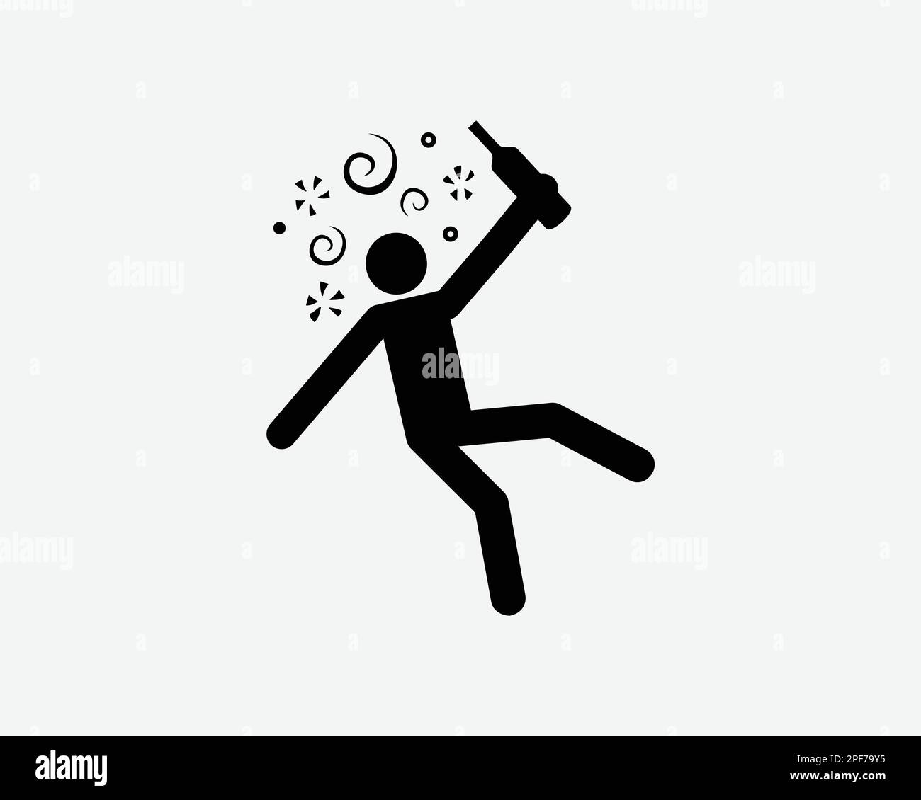 Symbol Betrunkene Person Berauscht Alkohol Trinken Dizzy Vector Schwarze Weiße Silhouette Symbol Zeichen Grafik Clipart Artwork Illustration Piktogramm Stock Vektor