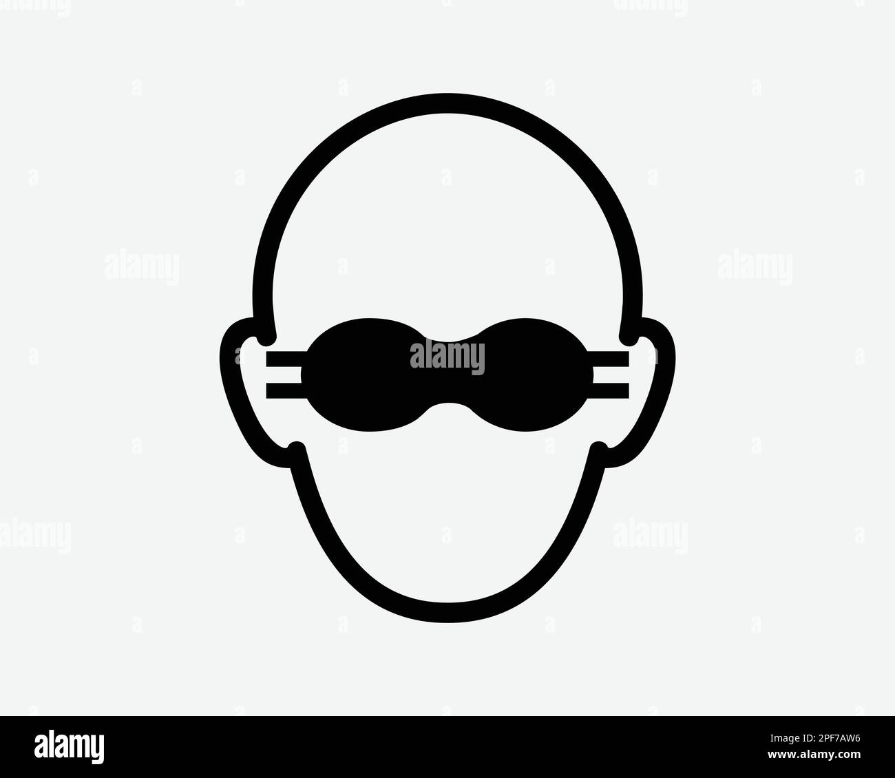 Augenschutzbrille Schutz Blind Man Sonnenbrille Schwarz Weiß Silhouette Symbol Symbol Symbol Symbol Clipart Grafik Bildmaterial Piktogramm Illustration Vektor Stock Vektor