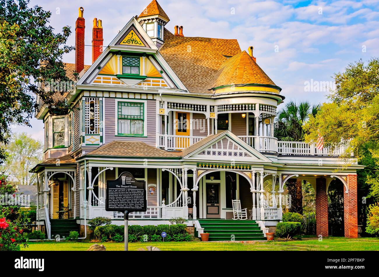 Das Kate Shepard House, auch bekannt als Shepard House und Monterey Place, wird am 8. März 2023 in Mobile, Alabama. Stockfoto
