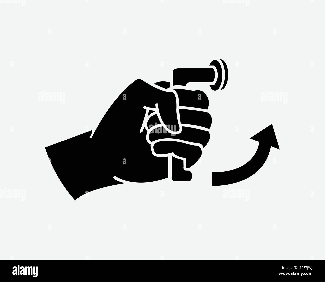 Drehgriff Öffnen Tür Schließen Heckklappe Schließen Schwarzweiß-Silhouettensymbol Symbol Zeichen Grafikclipart Bildmaterial Abbildung Piktogramm Vecto Stock Vektor