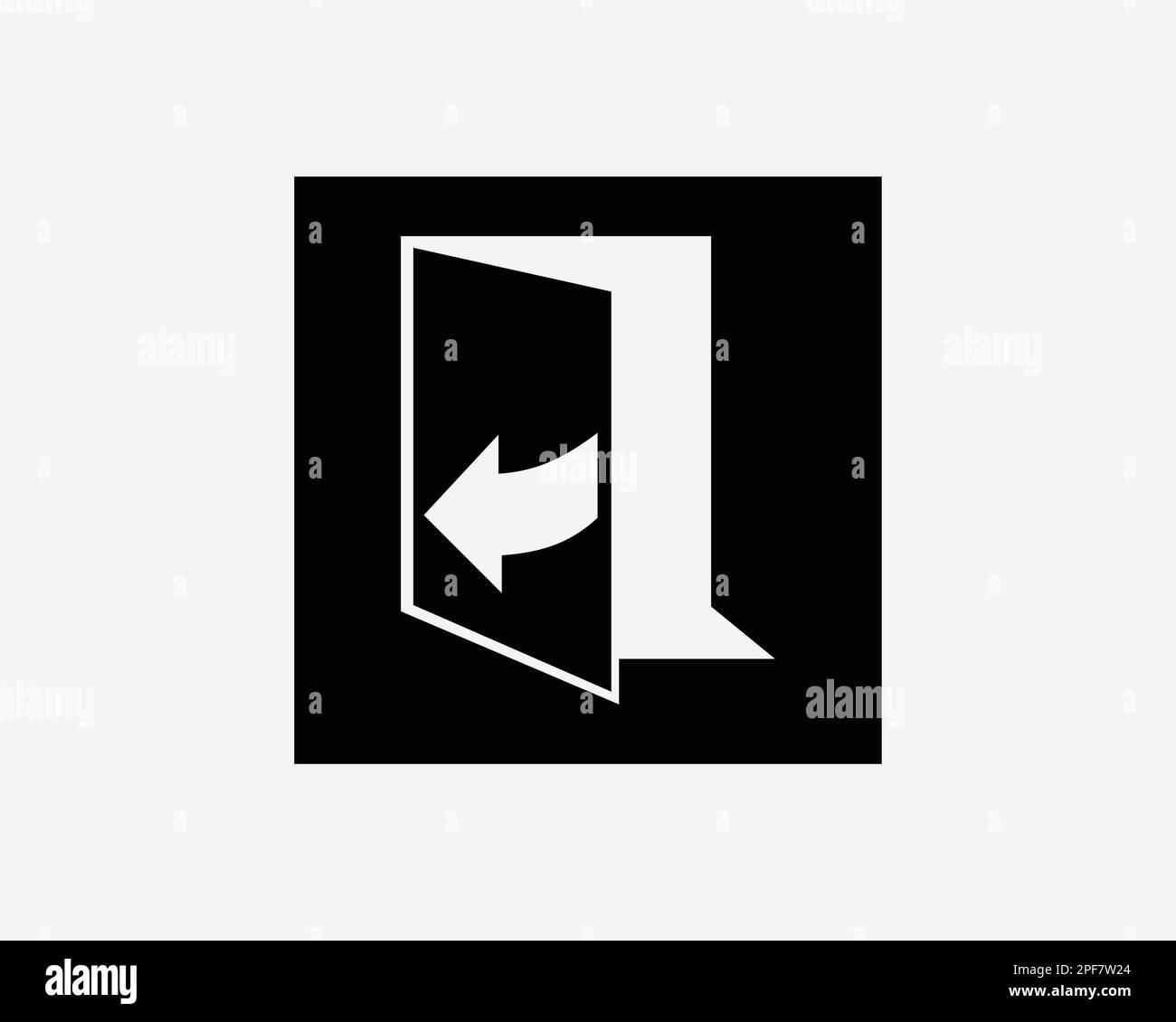 Türzug Öffnen Links Ausgang Eingang Beschilderung Schwarzweiß Silhouettenzeichen Symbol Clipart Grafik Bildmaterial Piktogramm Illustration Vektor Stock Vektor