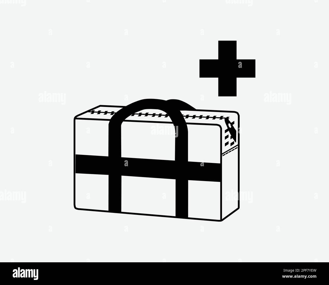 Medizingeräte Medic Zubehör Für Das Gesundheitswesen Tragen Erste Hilfe Schwarze Weiße Silhouette Symbol Symbol Grafik Clipart Bildmaterial Piktogramm Vektor Stock Vektor