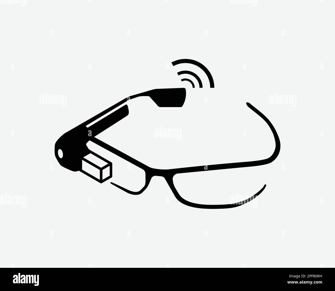 VR Smart Brille Symbol AR AI Future Technology Virtual Reality Vektor Schwarz Weiß Silhouettensymbol Zeichen Grafik Clipart Bildmaterial Illustration Piktogramm Stock Vektor