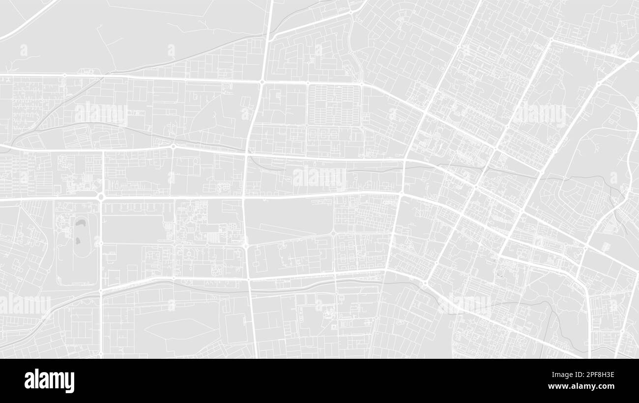 Weiße und hellgraue Al Ain Stadtgebiet Vektorkarte im Hintergrund, Straßen und Wasserkartografie. Breitbildformat, digitales Flachformat St. Stock Vektor