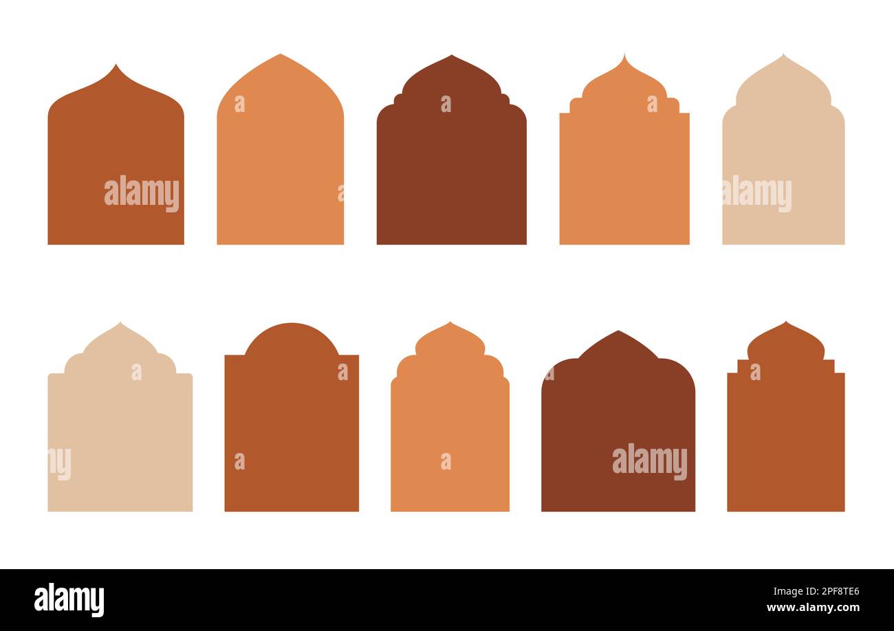 Islamische und ramadan-Karäe-Fenster im orientalischen Stil. Rahmen und Rahmen mit moderner Bo-Ho-Designvorlage. Stock Vektor