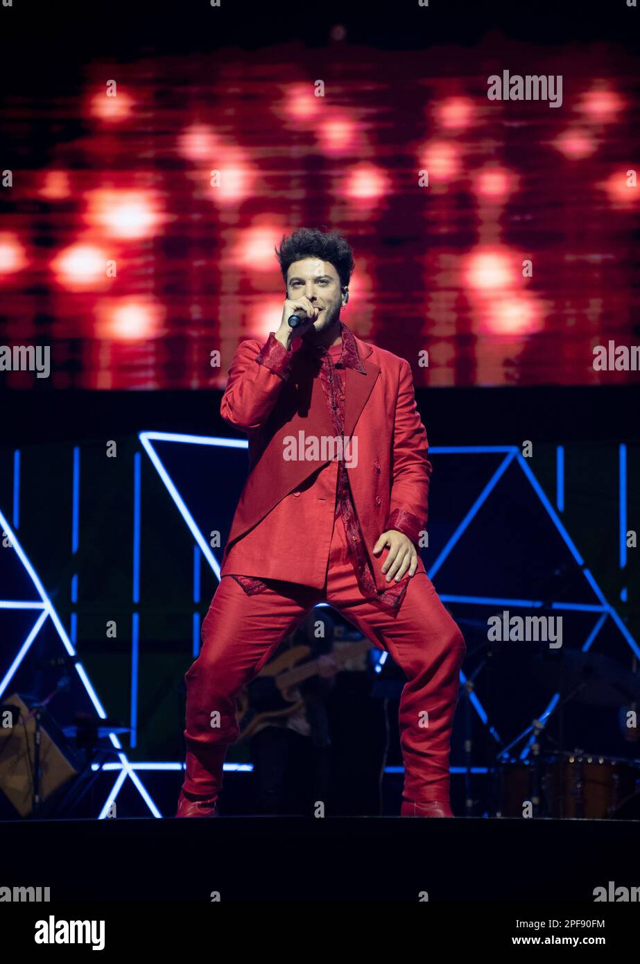 Blas Cantó performs at the gala of the Dial Awards 2023 at the Recinto Ferial de Santa Cruz de Tenerife, on March 16, 2023, in Santa Cruz de Tenerife, Tenerife, Canary Islands, (Spain). Cadena Dial, Spanish pop music radio station has delivered this Thursday at the Recinto Ferial de Santa Cruz de Tenerife, from 21.00 (one hour more, 22.00, in mainland Spain) its awards for the best music in Spanish. 16 MARCH 2023 Europa Press 03/16/2023 (Europa Press via AP) Stockfoto
