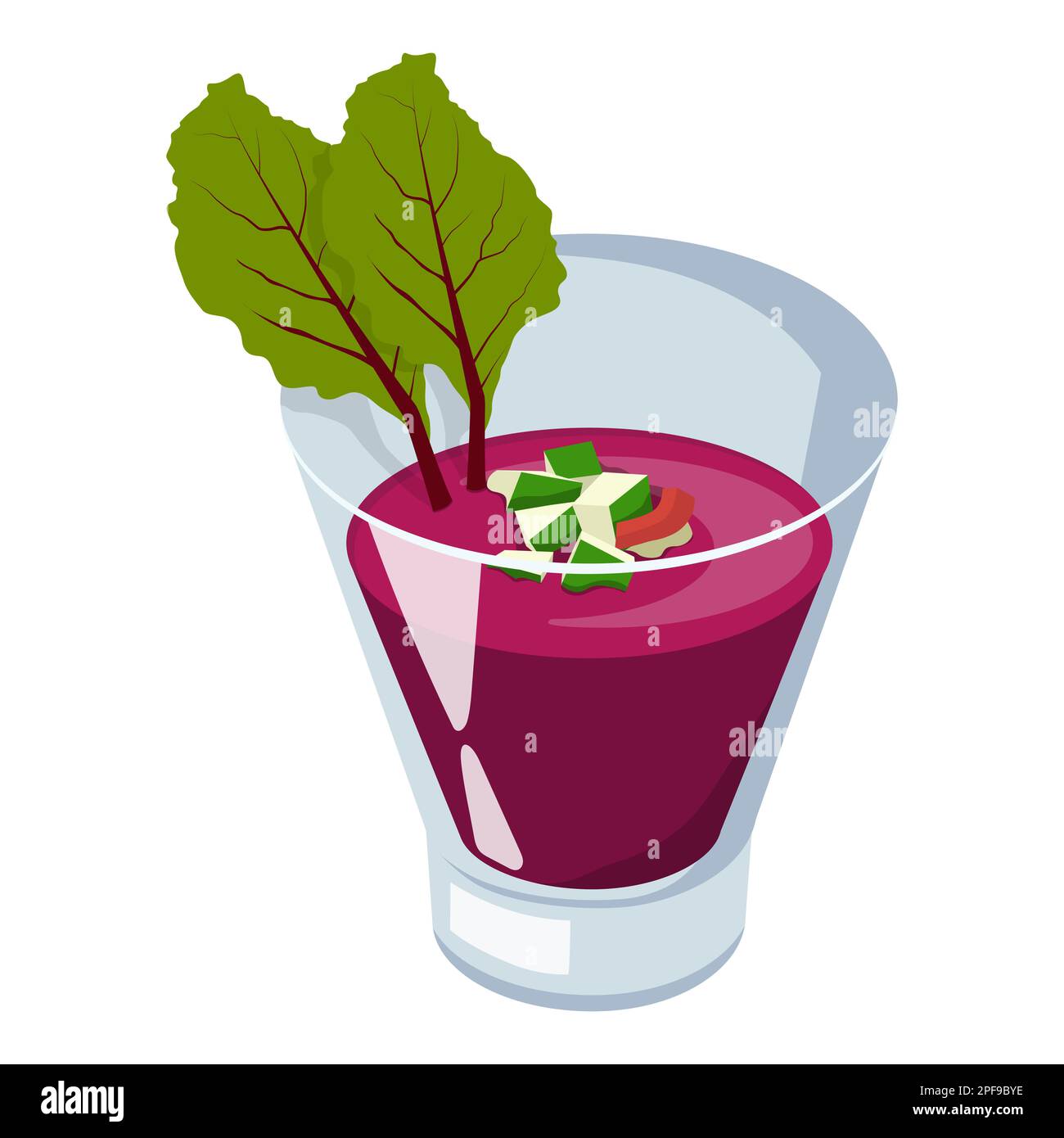 Rote-Bete-Gazpacho. Vektordarstellung auf weißem Hintergrund. Stock Vektor