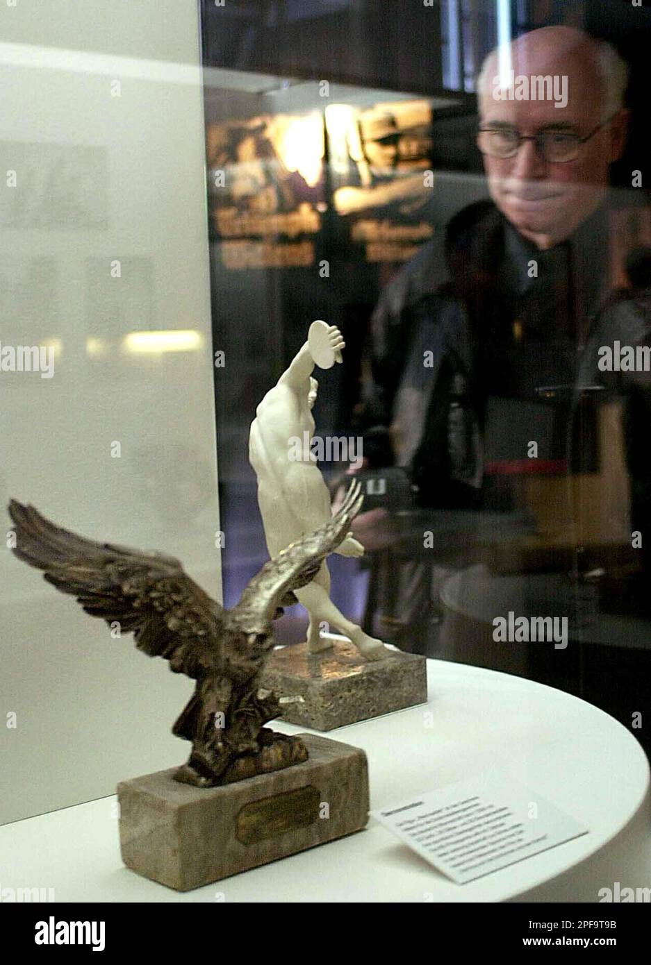 A visitor looks at an eagle, a present of German late dictator Adolf ...