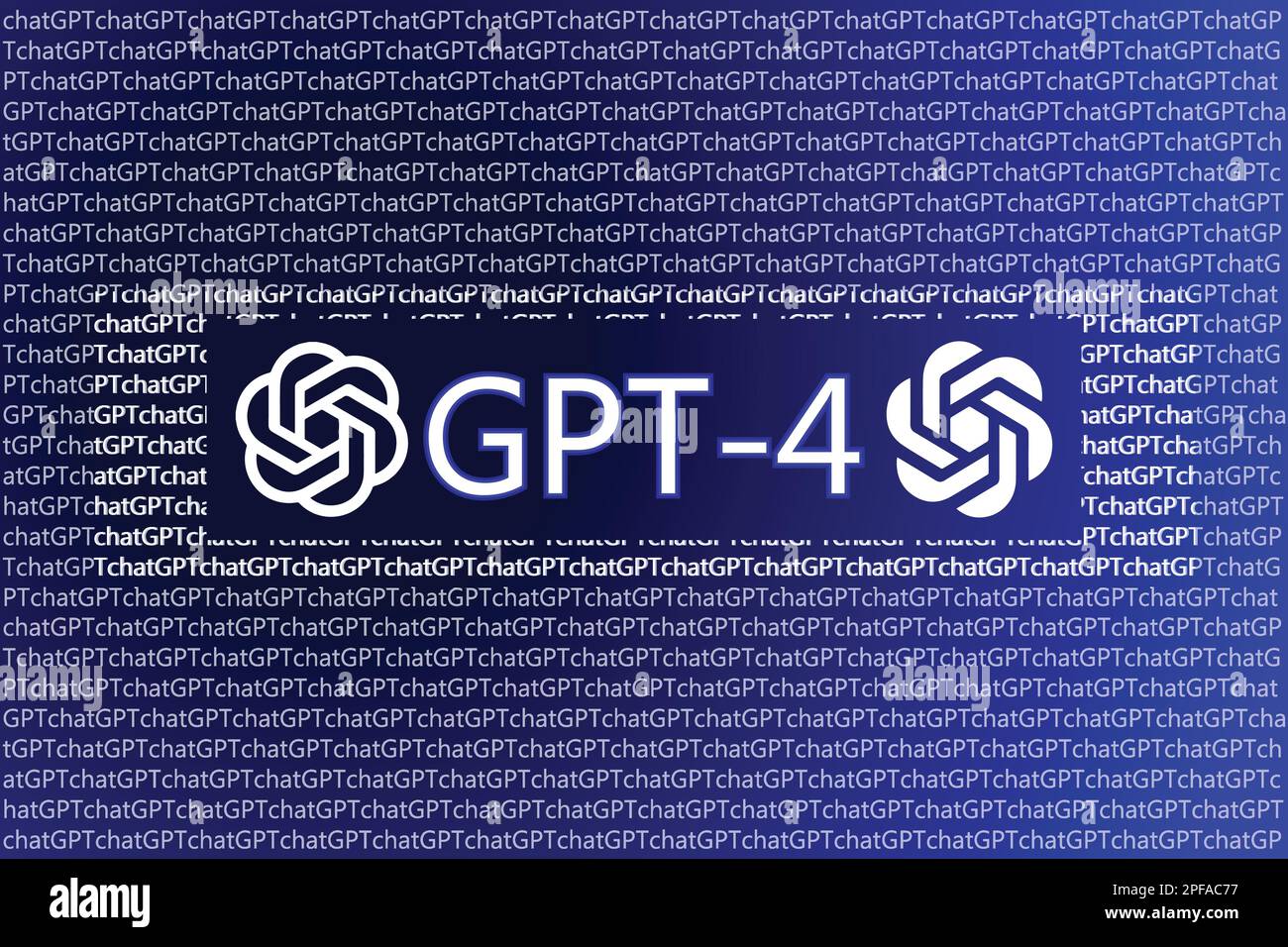 Abbildung GPT 4. ChatGPT openai-Logo ai-Sprachmodell. Hintergrund des GPT 4-Chatbots Stock Vektor