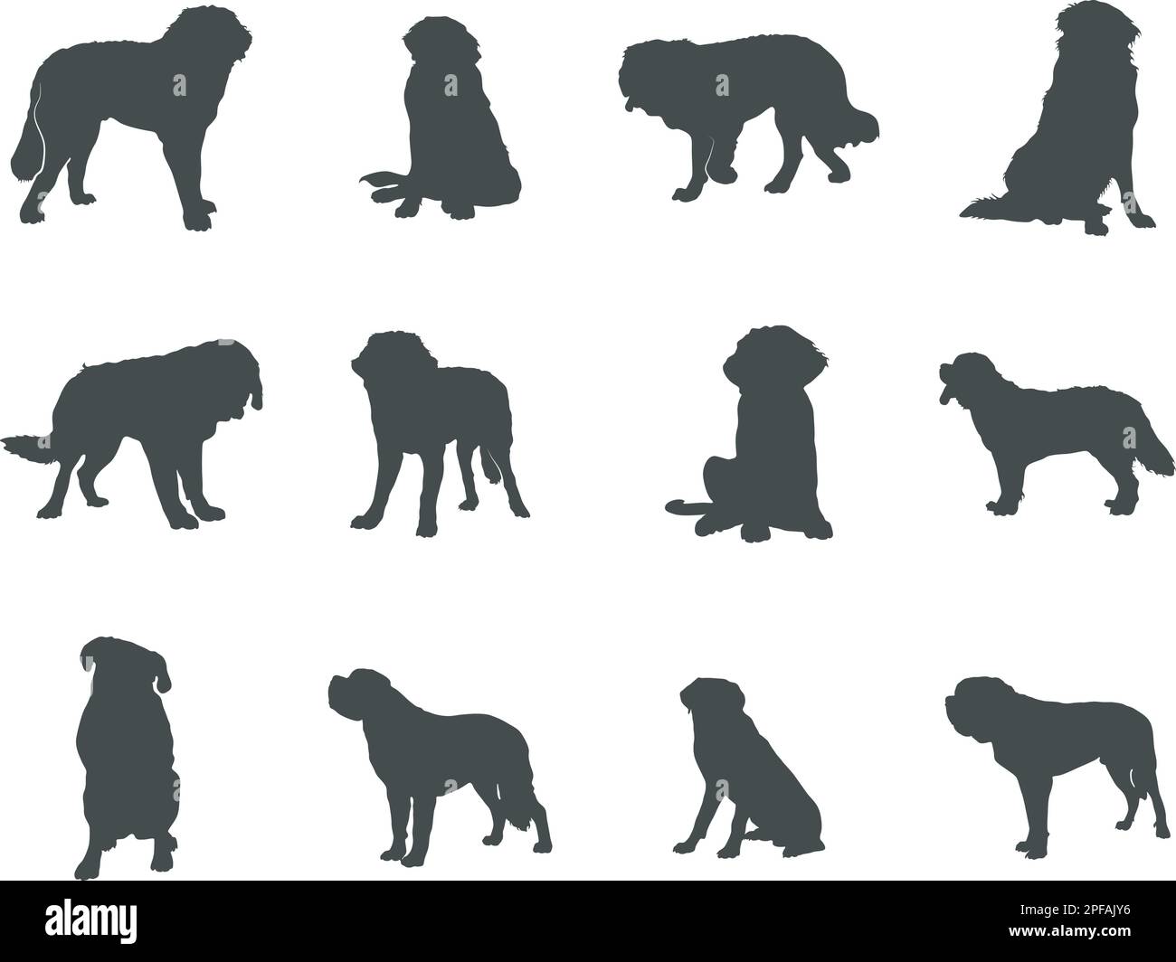 Die Silhouette des bernard-Hundes, die Silhouetten des bernard-Himmels, die SVG-Silhouette des bernard-Himmels, die bernard-Himmels-silhouetten Stock Vektor