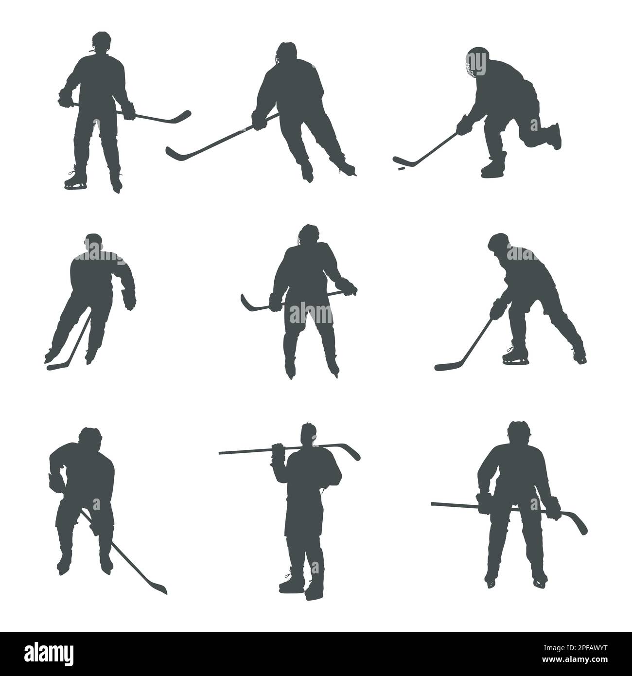 Hockeyspieler-Silhouetten, Hockeyspieler-Silhouetten Stock Vektor