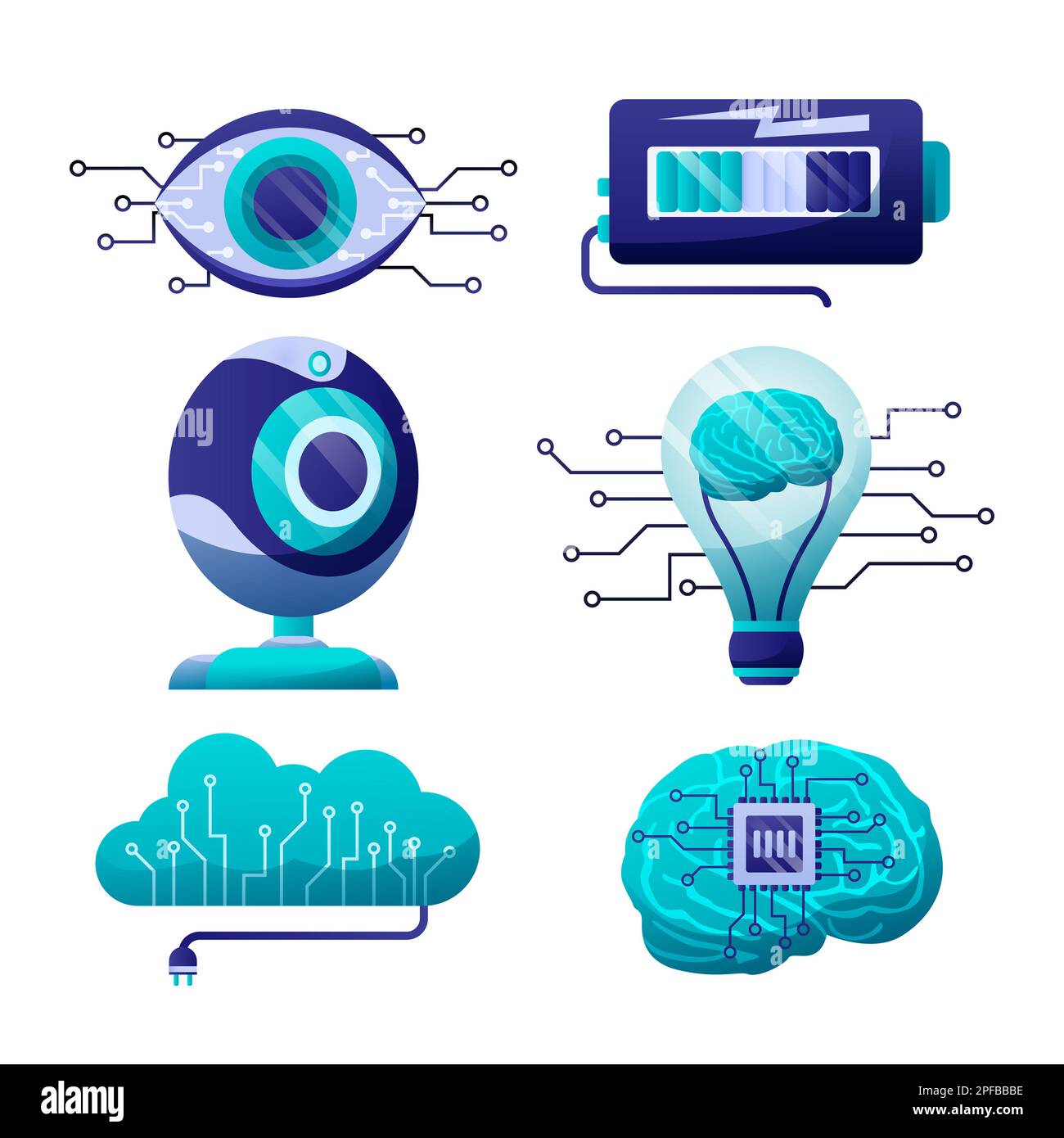 Knstliche Intelligenz - Symbolsatz - Designvektor. KI-Technologie und  Cyber-Elemente. Futuristischer Technologieservice und Kommunikation  artifiziell i Stockfotografie - Alamy