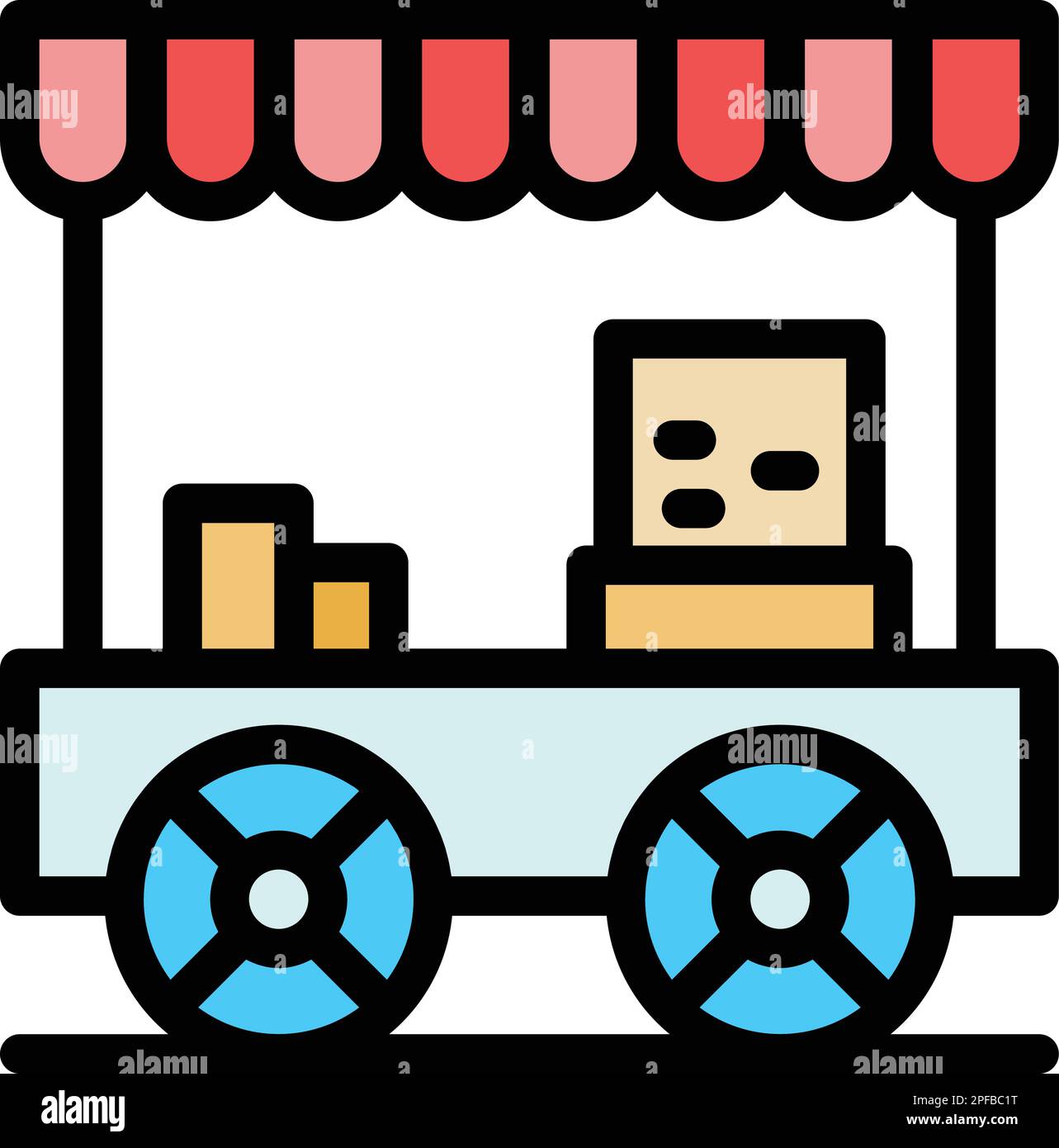 Popcorn-Shop-Ikone. Vektorsymbol „Popcorn Shop“ für Webdesign isoliert auf weißem Hintergrund, flach Stock Vektor