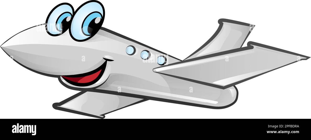 Flugzeugmaskottchen Cartoon isoliert auf weißem Hintergrund Stock Vektor