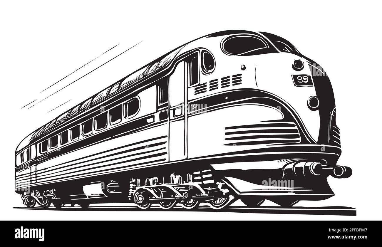 Zug-Vintage-Skizze handgezeichnet im Doodle-Stil Vektordarstellung Transport Stock Vektor
