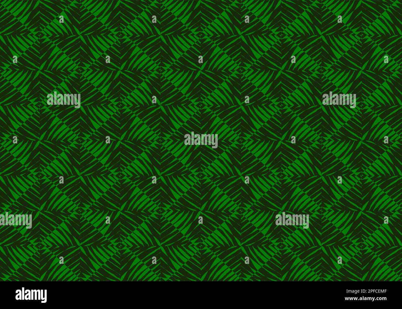 Mosaiksteine mit grünem Blattmuster Designkunst für den Hintergrund. Nahtloses Muster. Mosaik. Geometrie. Grafische Konstruktion Von Vektordarstellungen. Stock Vektor