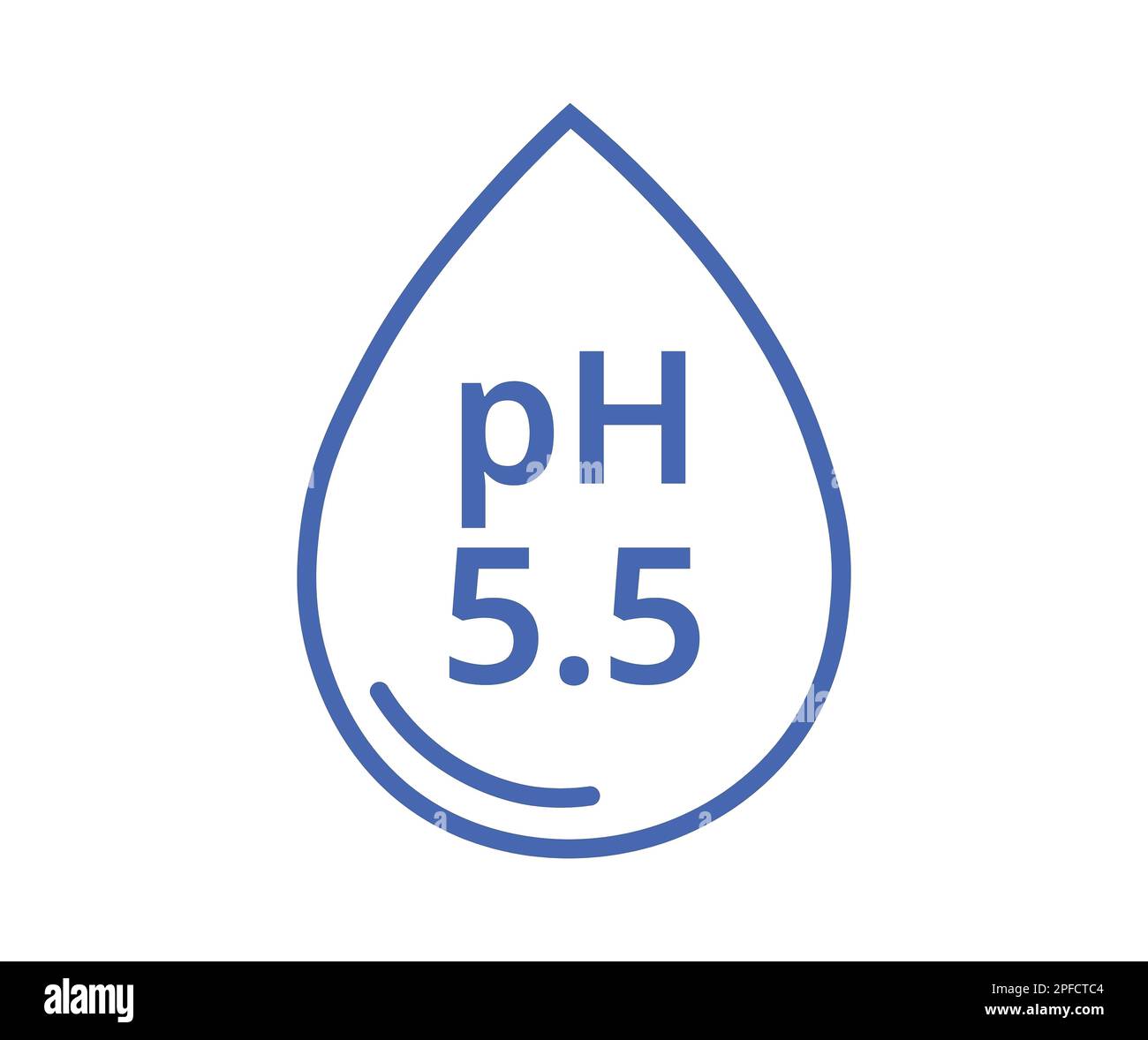 Blau ph 5,5 mit Tropfen. Konzept der neutralen balancierten Haut. Stock Vektor