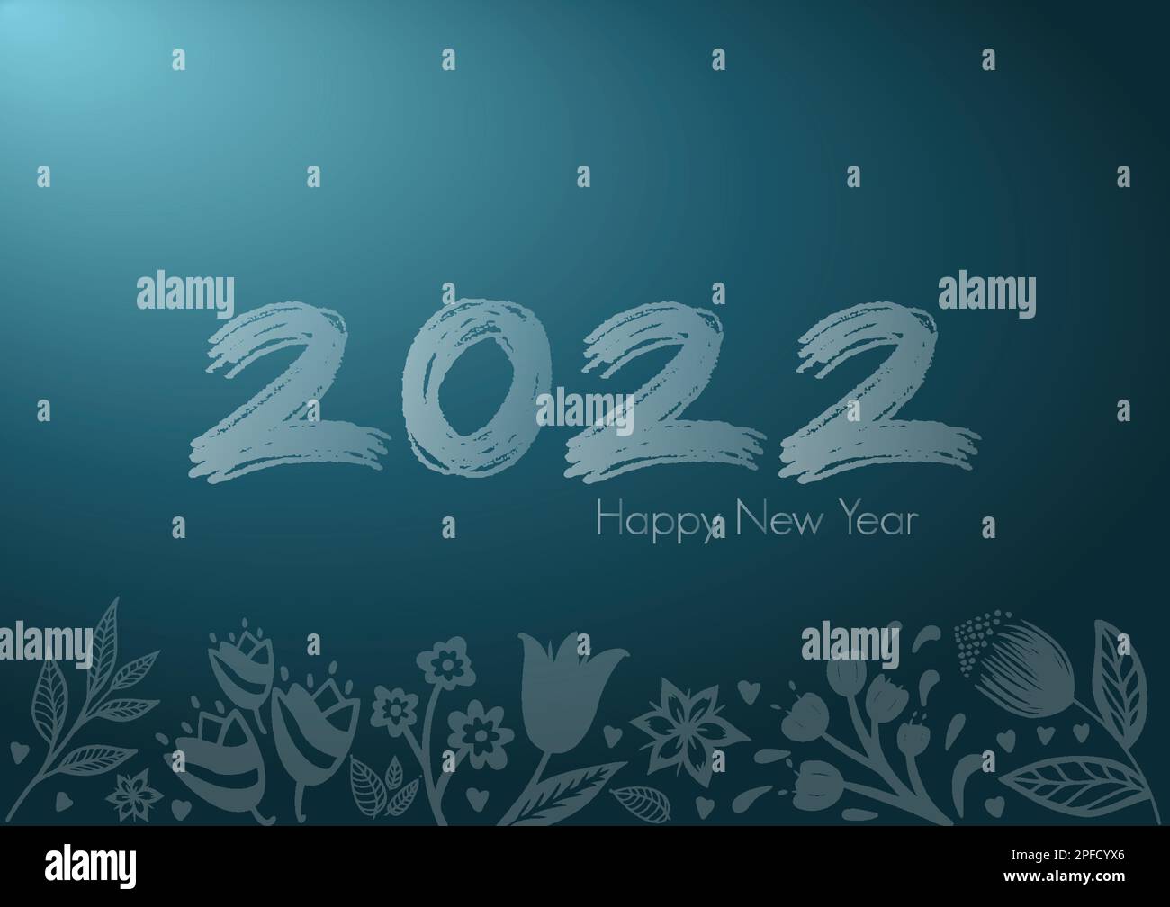 2022 frohes neues Jahr mit Blumenmuster als Hintergrund. illustrator-Vektor. Stock Vektor