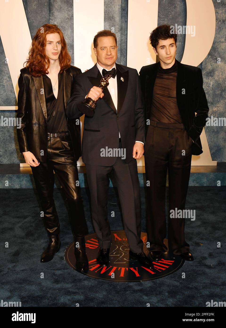 BEVERLY HILLS, KALIFORNIEN - MÄRZ 12: Holden Fraser, Brendan Fraser, Leland Fraser nimmt an der Vanity Fair Oscar Party 2023 Teil, die von Radhika Jones auf der ausgerichtet wird Stockfoto