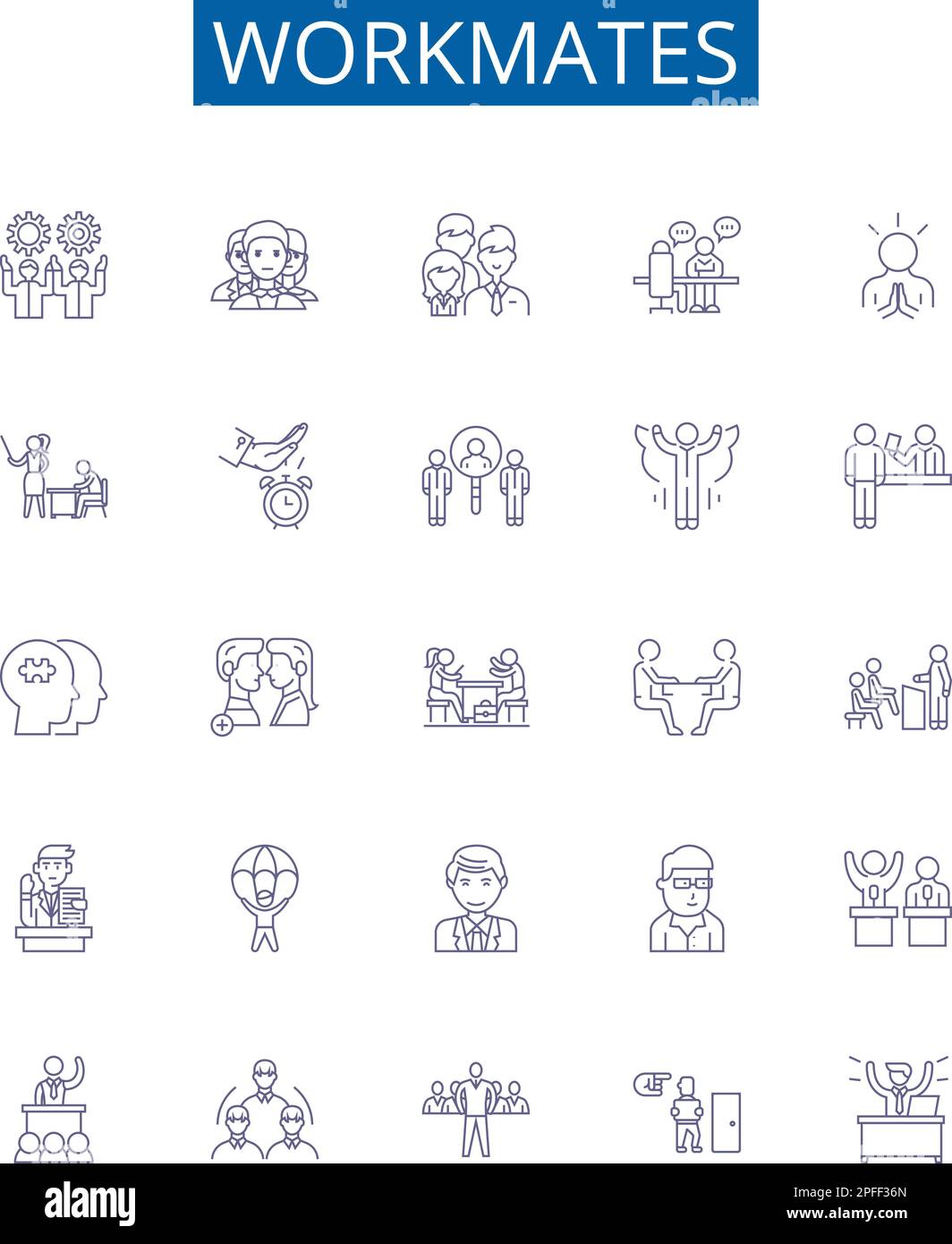 Symbole für Arbeitskameraden Zeichen eingestellt. Designkollektion von Kollegen, Kollegen, Teamkollegen, Verbündeten, Partnern, Komplizen, Freunde, Genossen Stock Vektor