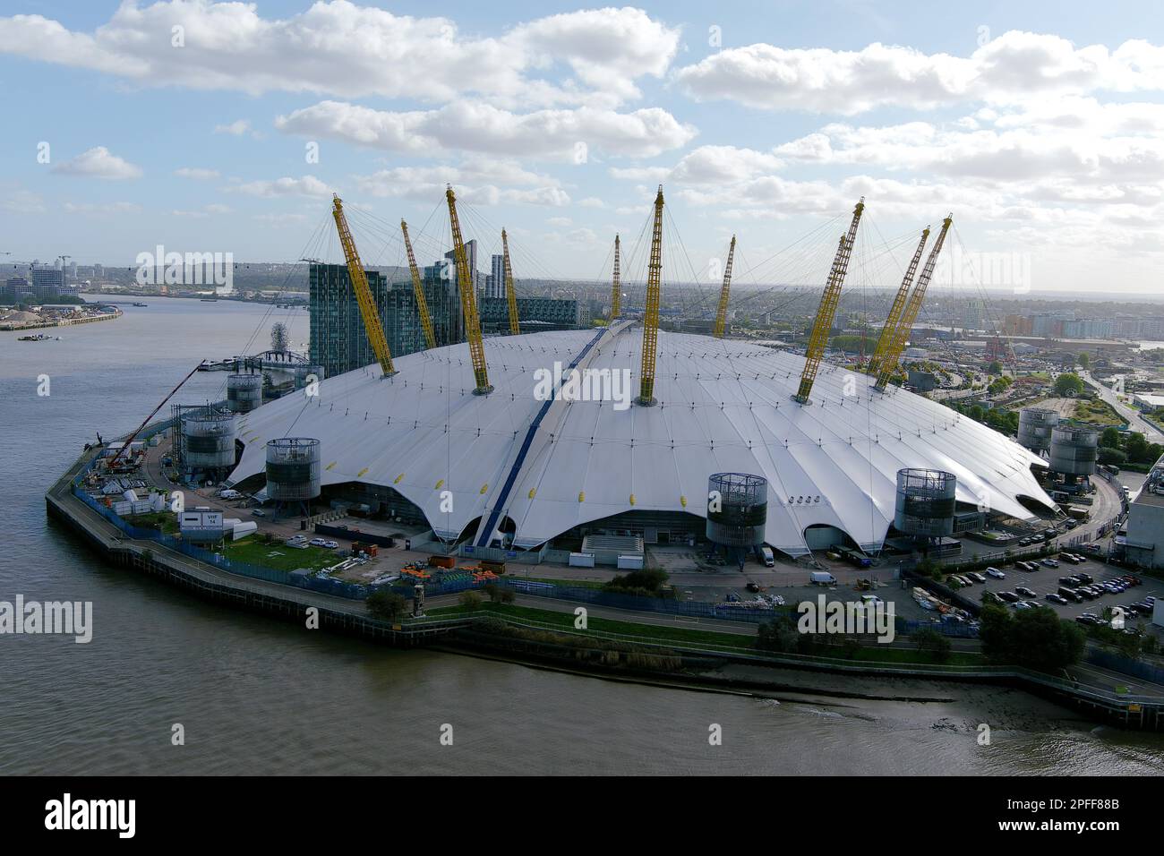 Eine allgemeine Gesamtansicht der O2 Arena auf der Greenwich-Halbinsel, Donnerstag, 6. Oktober 2022, in London, Vereinigtes Königreich. Stockfoto