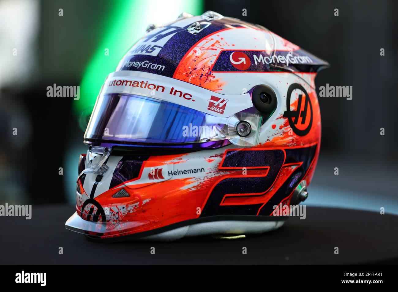 Jeddah, Saudi-Arabien. 17. März 2022. JEDDAH, SAUDI-ARABIEN, Corniche Circuit, 17. März: Helm von Nico Hülkenberg (HUELKENBERG), GER, während des Saudi-arabischen Formel-1-Grand Prix auf der Dschidah Corniche Circuit am 17. März 2023. Formel 1 - F1 Motorsport, gebührenpflichtiges Bild, Foto und Copyright © Jun QIAN ATP Images (QIAN Jun/ATP/SPP) Guthaben: SPP Sport Press Photo. Alamy Live News Stockfoto