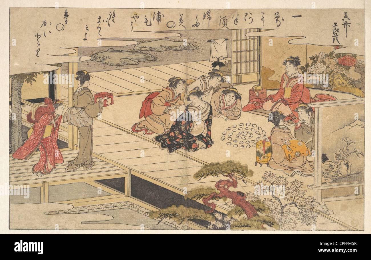 Mädchen spielen ein Spiel mit Muscheln, Künstlerin Kitagawa Utamaro (1754–1806), Datum 1790 Stockfoto
