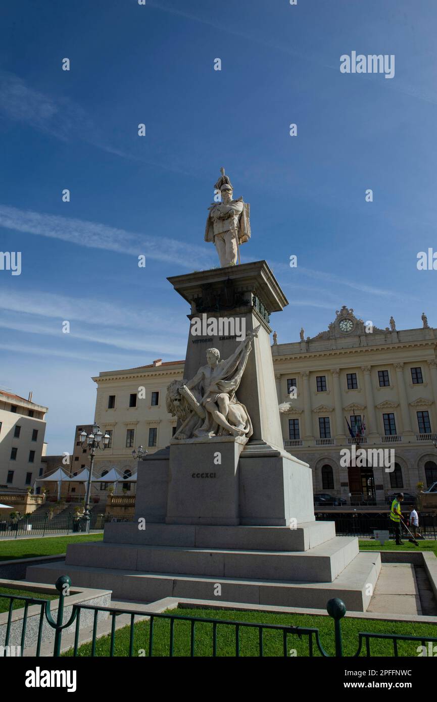 02. September 2022 – Europa, Italien, Sardinien, Sassari, Denkmal für König Vittorio Emanuele von Savoyen. Stockfoto