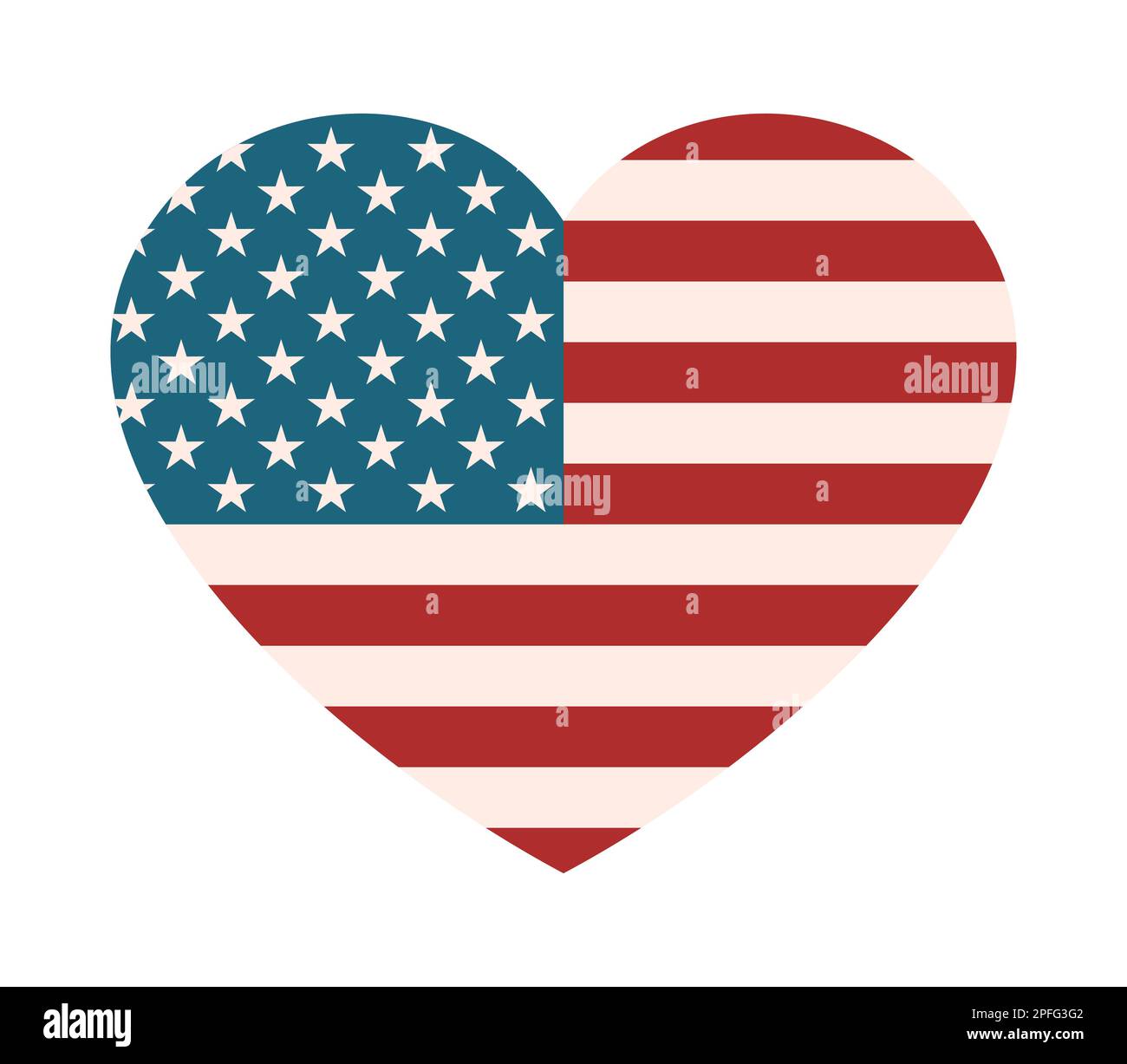 Amerikanische Flagge in Herzform. Ich liebe das USA-Konzept. Vintage-Farben. Patriotische Emotionen gegenüber Amerika. Nationalstolz-Emblem. Positives Gefühl zum Feiern Stock Vektor