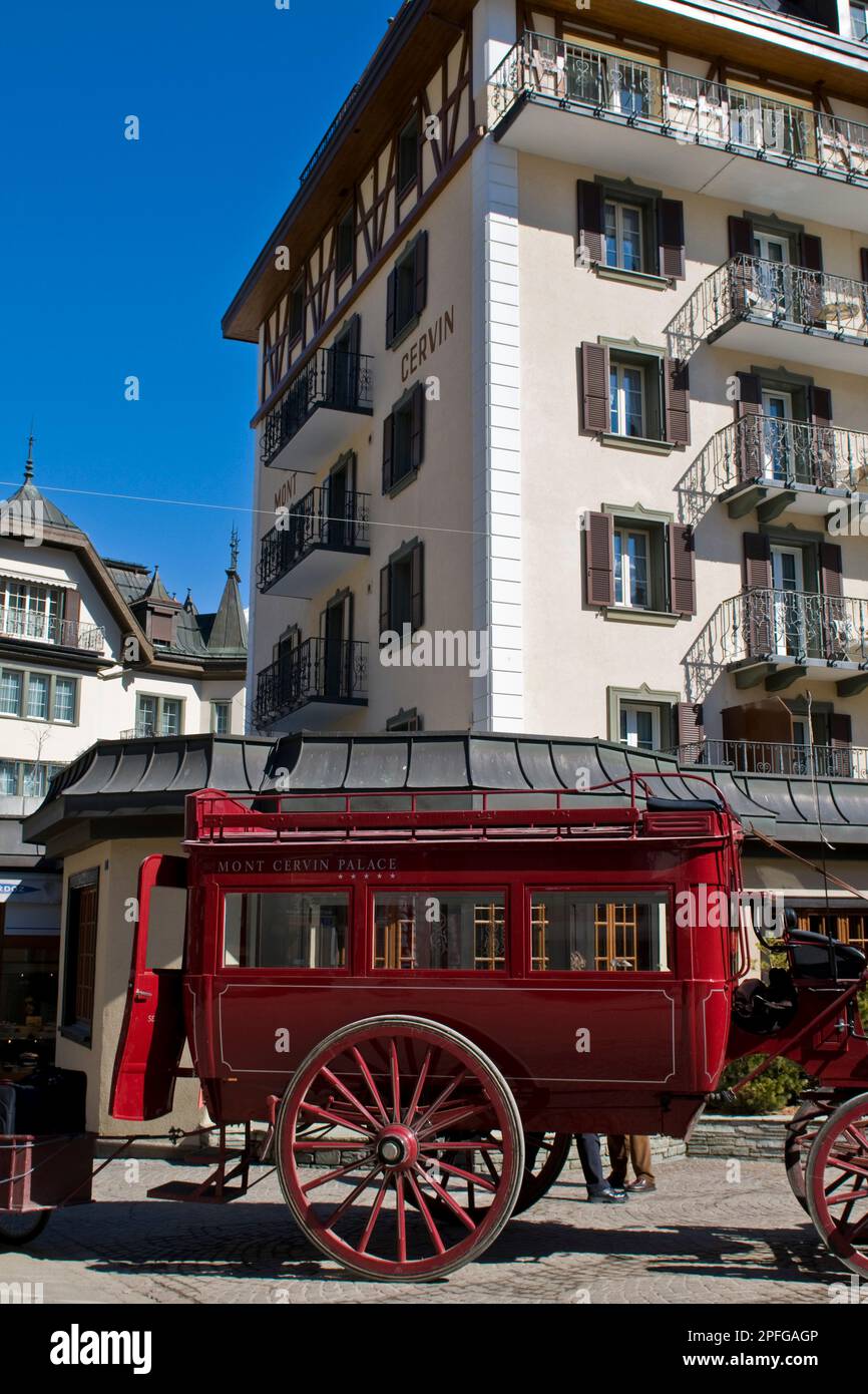 Kutsche Pferd, Zermatt, Schweiz Stockfoto